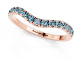 Rose gold Curved Pavé Round Aquamarine Wedding Band with Shared Prong Setting_7