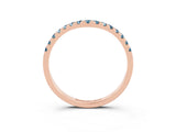 Rose gold Curved Pavé Round Aquamarine Wedding Band with Shared Prong Setting_9