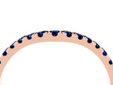 Rose gold Curved Pavé Round Blue Sapphire Wedding Band with Shared Prong Setting_10