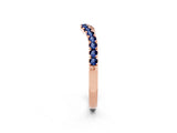 Rose gold Curved Pavé Round Blue Sapphire Wedding Band with Shared Prong Setting_8