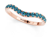 Rose gold Curved Pavé Round Blue Topaz Wedding Band with Shared Prong Setting_7