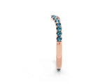 Rose gold Curved Pavé Round Blue Topaz Wedding Band with Shared Prong Setting_8