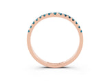 Rose gold Curved Pavé Round Blue Topaz Wedding Band with Shared Prong Setting_9