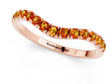 Rose gold Curved Pavé Round Citrine Wedding Band with Shared Prong Setting_7