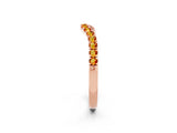 Rose gold Curved Pavé Round Citrine Wedding Band with Shared Prong Setting_8