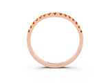 Rose gold Curved Pavé Round Citrine Wedding Band with Shared Prong Setting_9