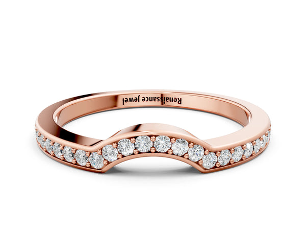 Rose gold Curved Pavé Round Diamond Contour Band