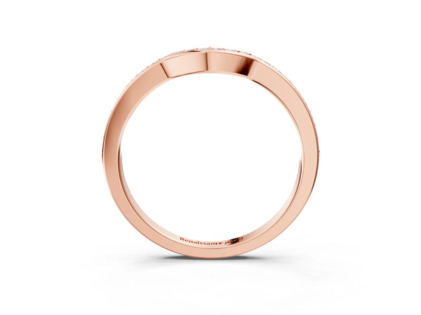 Rose gold Curved Pavé Round Diamond Contour Band