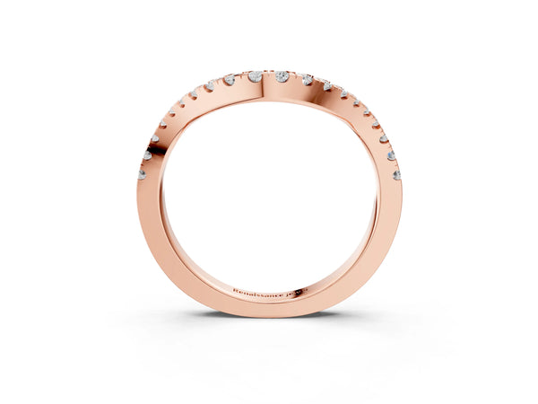 Rose gold Curved Pavé Round Diamond Eternity Band with Shared Prong Setting
