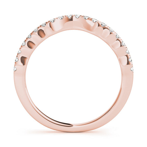 Rose gold Curved Pavé Round Diamond Eternity Band with U-Prong Setting 1