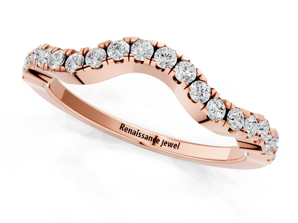 Rose gold Curved Pavé Round Diamond Eternity Band with U-Prong Setting
