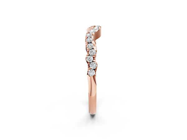 Rose gold Curved Pavé Round Diamond Eternity Band with U-Prong Setting