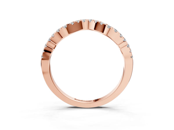 Rose gold Curved Pavé Round Diamond Eternity Band with U-Prong Setting