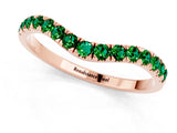 Rose gold Curved Pavé Round Emerald Wedding Band with Shared Prong Setting_7