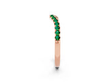 Rose gold Curved Pavé Round Emerald Wedding Band with Shared Prong Setting_8