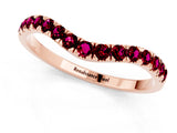Rose gold Curved Pavé Round Garnet Wedding Band with Shared Prong Setting_7
