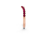 Rose gold Curved Pavé Round Garnet Wedding Band with Shared Prong Setting_8