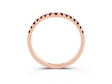 Rose gold Curved Pavé Round Garnet Wedding Band with Shared Prong Setting_9