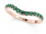 Rose gold Curved Pavé Round Green Sapphire Wedding Band with Shared Prong Setting_7