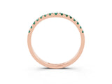 Rose gold Curved Pavé Round Green Sapphire Wedding Band with Shared Prong Setting_9
