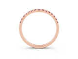 Rose gold Curved Pavé Round Morganite Wedding Band with Shared Prong Setting_9