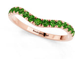 Rose gold Curved Pavé Round Peridot Wedding Band with Shared Prong Setting_7