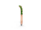 Rose gold Curved Pavé Round Peridot Wedding Band with Shared Prong Setting_8