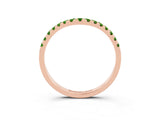 Rose gold Curved Pavé Round Peridot Wedding Band with Shared Prong Setting_9