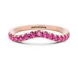 Rose gold Curved Pavé Round Pink Sapphire Wedding Band with Shared Prong Setting_18