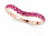 Rose gold Curved Pavé Round Pink Sapphire Wedding Band with Shared Prong Setting_19