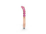 Rose gold Curved Pavé Round Pink Sapphire Wedding Band with Shared Prong Setting_20
