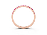 Rose gold Curved Pavé Round Pink Sapphire Wedding Band with Shared Prong Setting_21
