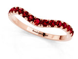 Rose gold Curved Pavé Round Ruby Wedding Band with Shared Prong Setting_7