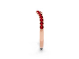 Rose gold Curved Pavé Round Ruby Wedding Band with Shared Prong Setting_8