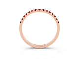 Rose gold Curved Pavé Round Ruby Wedding Band with Shared Prong Setting_9