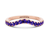 Rose gold Curved Pavé Round Tanzanite Wedding Band with Shared Prong Setting_6