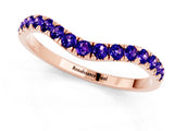 Rose gold Curved Pavé Round Tanzanite Wedding Band with Shared Prong Setting_7