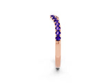 Rose gold Curved Pavé Round Tanzanite Wedding Band with Shared Prong Setting_8