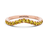Rose gold Curved Pavé Round Yellow Sapphire Wedding Band with Shared Prong Setting_18