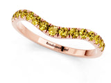 Rose gold Curved Pavé Round Yellow Sapphire Wedding Band with Shared Prong Setting_19