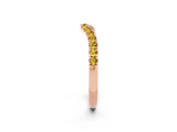 Rose gold Curved Pavé Round Yellow Sapphire Wedding Band with Shared Prong Setting_20