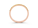 Rose gold Curved Pavé Round Yellow Sapphire Wedding Band with Shared Prong Setting_21
