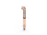 Rose gold Curved Round Diamond Band with Milgrain Pavé Setting_6