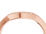 Rose gold Curved Round Diamond Band with Milgrain Pavé Setting_8