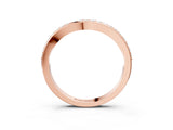 Rose gold Curved Round Diamond Band with Pavé Setting_5