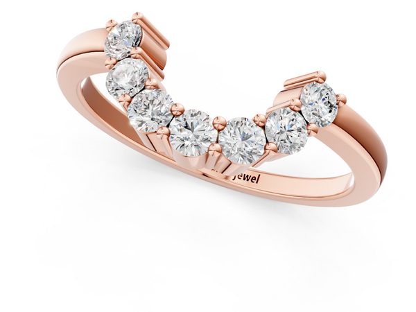 Rose gold Curved Round Diamond Pave Band with Prong Setting