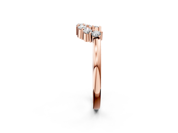 Rose gold Curved Round Diamond Pave Band with Prong Setting