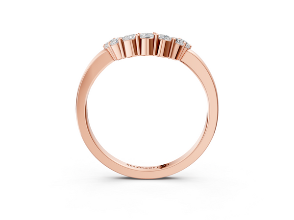 Rose gold Curved Round Diamond Pave Band with Prong Setting