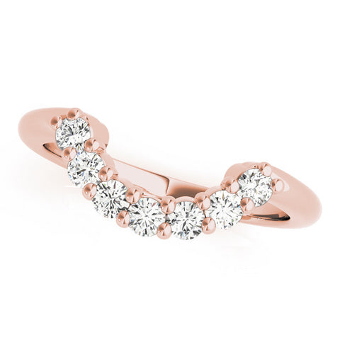 Rose gold Curved Round Diamond Pave Band with Prong Setting