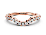 Rose gold Curved Round Diamond Wedding Band with Pavé Setting and Shared Prong_4